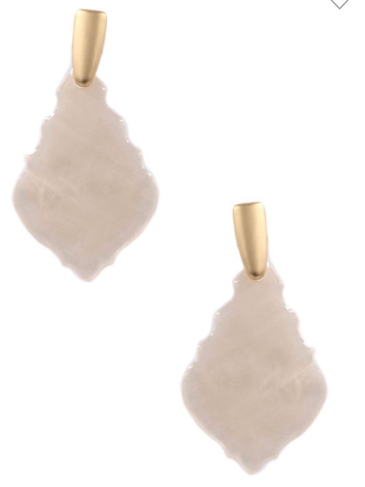 White Acrylic Moroccan Drop Earrings