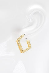 GOLD Textured Square Hoop Earrings