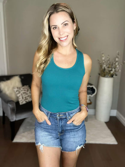 Teal Seamless Tank Top with Racer Back One Size
