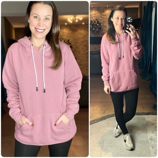 Dusty Pink Hoodie with Air Pod Strap