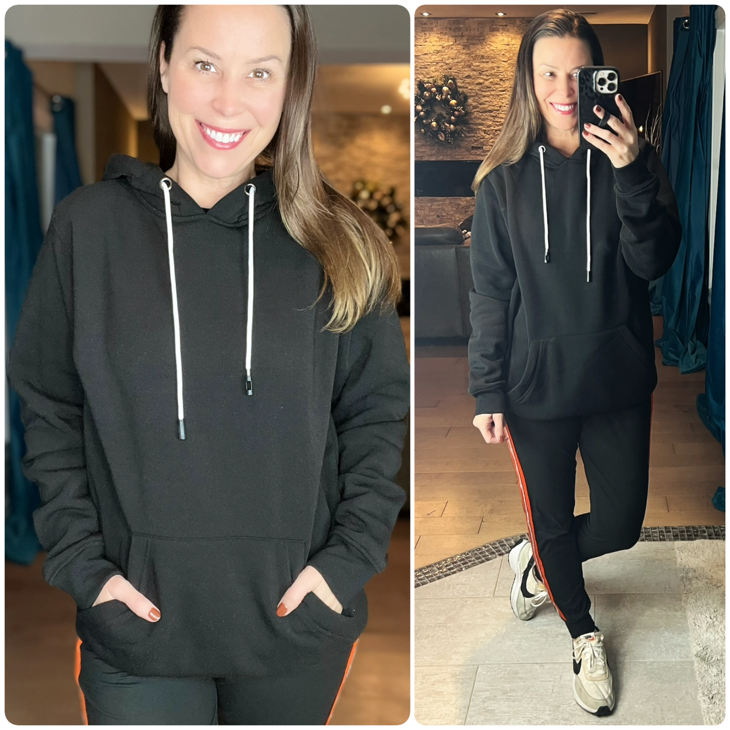 Black Hoodie with Air Pod Strap