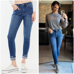 Kan Can Medium High Rise Ankle Skinny Jeans