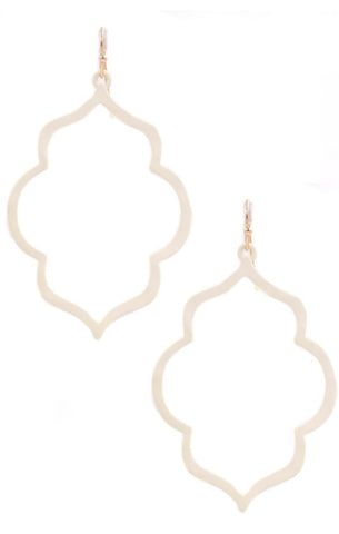 White Matte Moroccan Drop Earrings