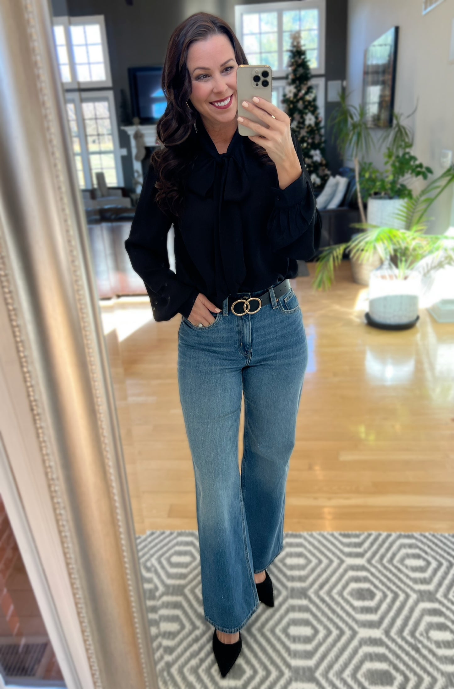 Black Neck Tie Chiffon Blouse