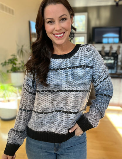 Mauve and Navy Multi Tone Sweater