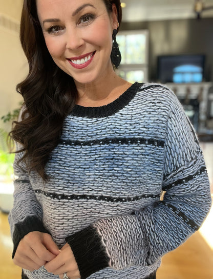 Mauve and Navy Multi Tone Sweater