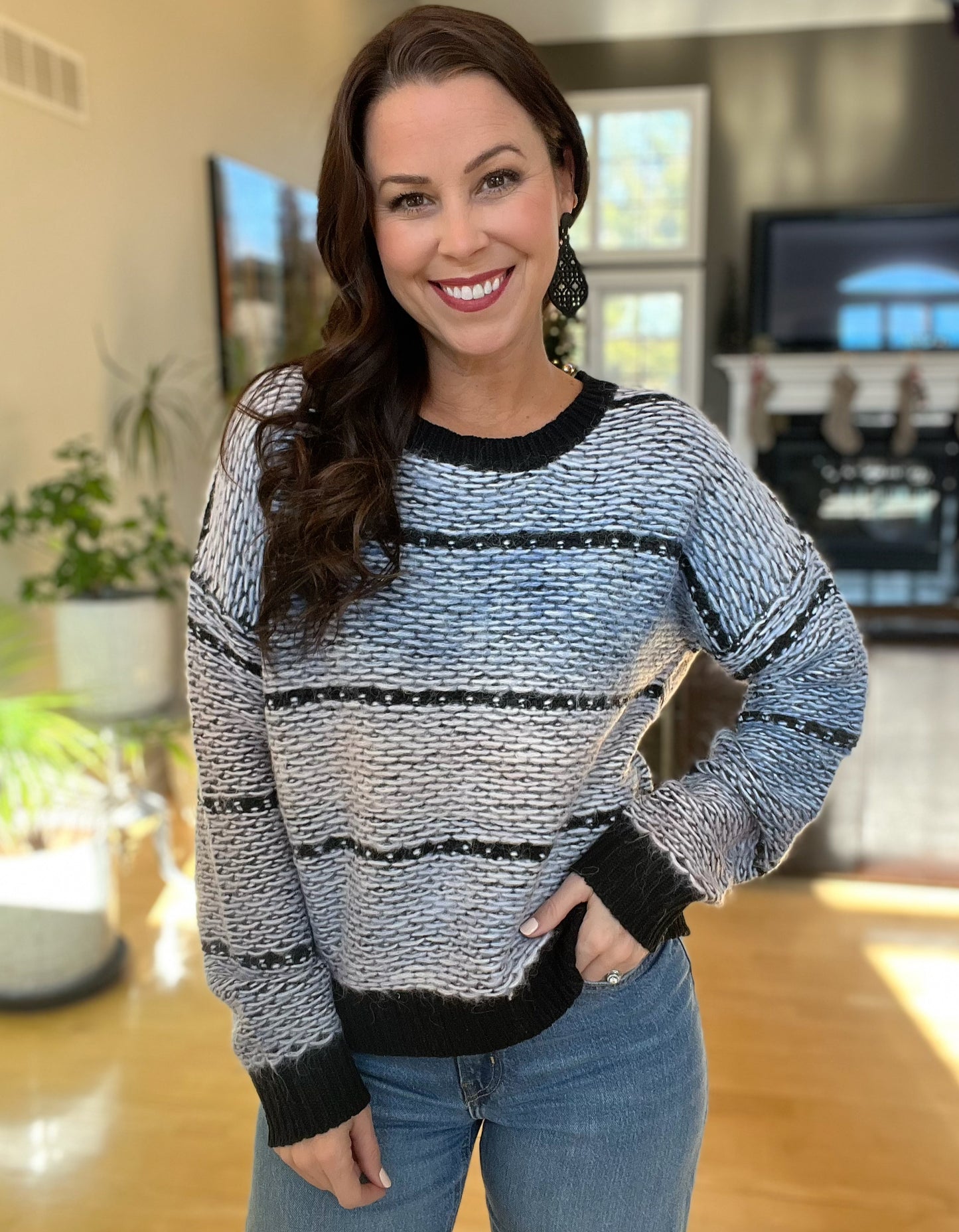 Mauve and Navy Multi Tone Sweater