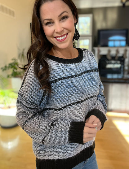 Mauve and Navy Multi Tone Sweater