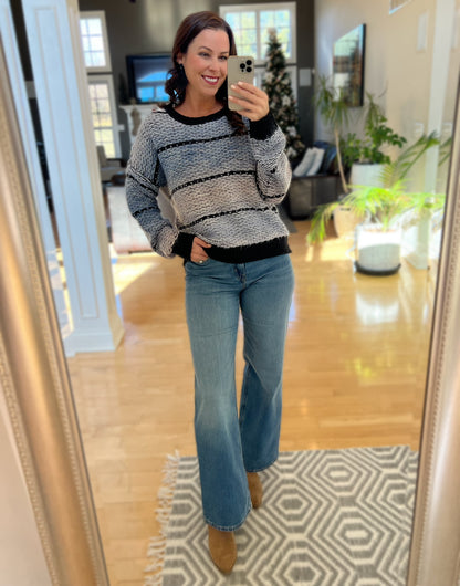 Mauve and Navy Multi Tone Sweater