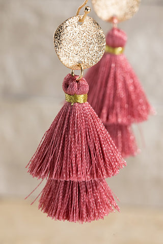 MAUVE Disc & Tassel Earrings