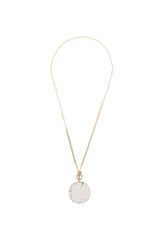 WHITE NATURAL STONE PENDANT CHAIN LAYERED NECKLACE