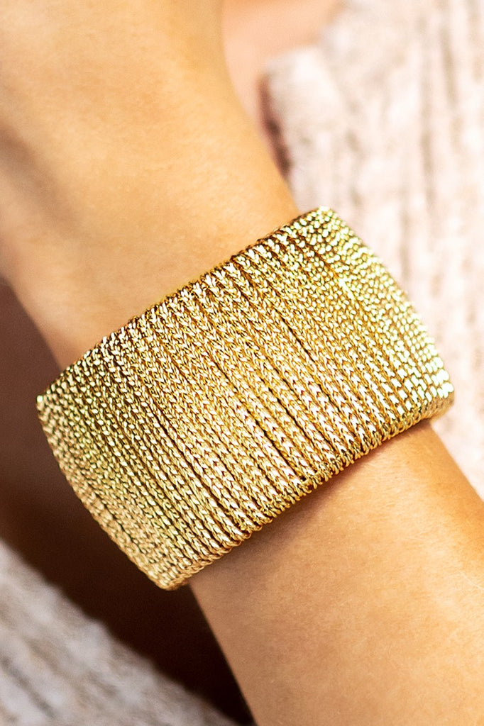 GOLD Statement Wire Wrapped Cuff Bracelet