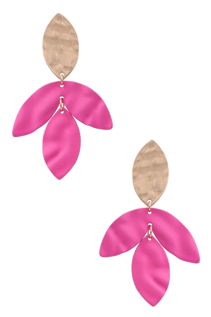 Pink Matte Floral Drop Earrings