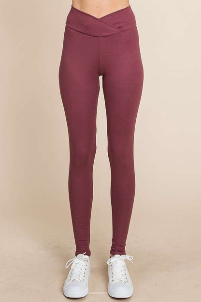Dark Red Bean Surplus High Waist Leggings