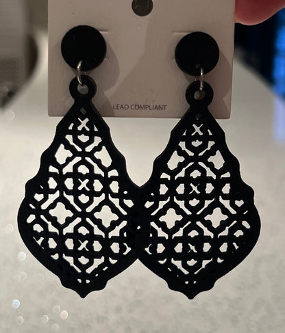 Black Wood Moroccan Style Dangle Earring