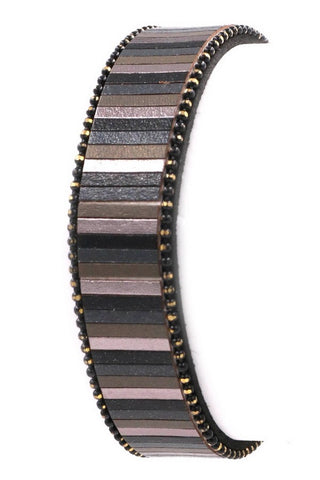 Black Faux leather stripe bracelet
