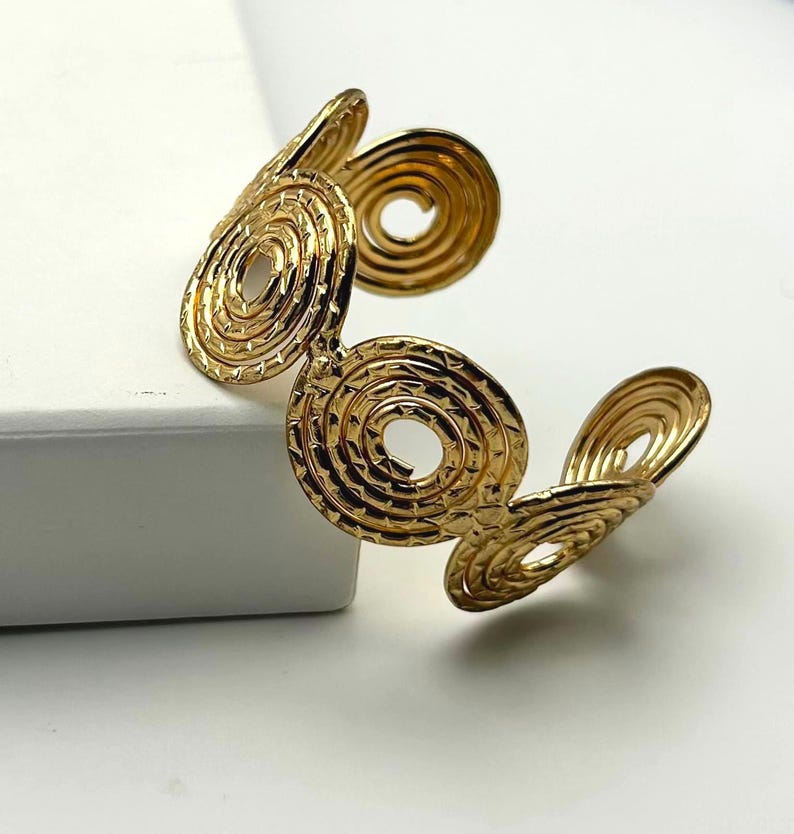 Gold Spiral Design Cuff Bracelet