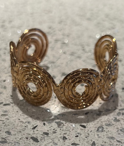 Gold Spiral Design Cuff Bracelet