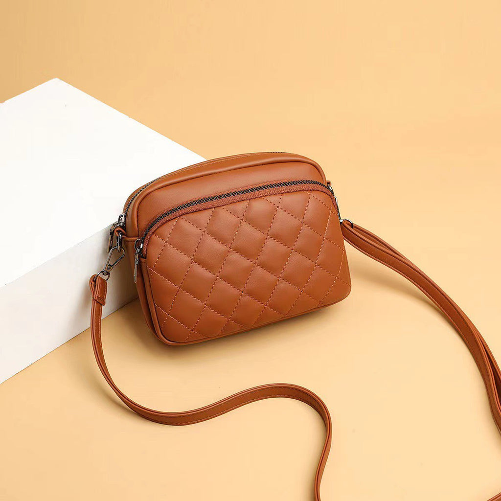 Cognac Lucy Crossbody Bag Vegan Leather with Strap