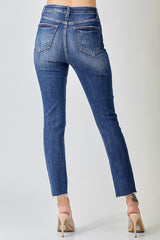 Risen Dark High Rise Distressed Relaxed Fit Skinny