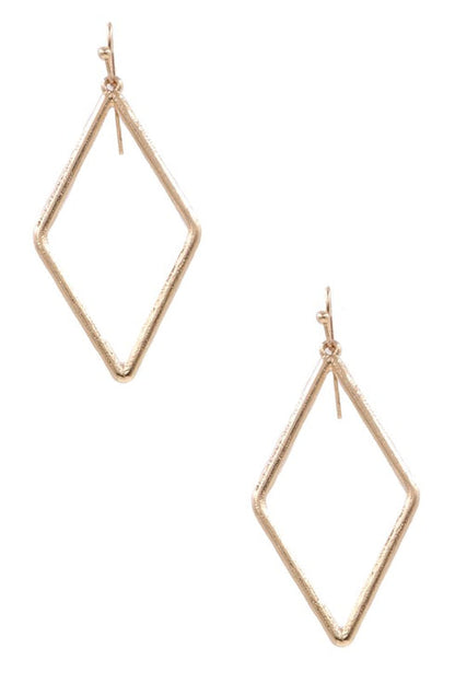 Gold Diamond Shaped Dangle Earrings