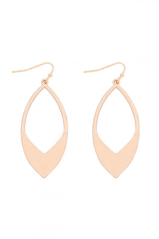 GOLD CAST PINCHED MARQUISE HOOK EARRINGS