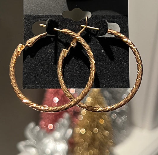 Gold Twist Hoop Earrings