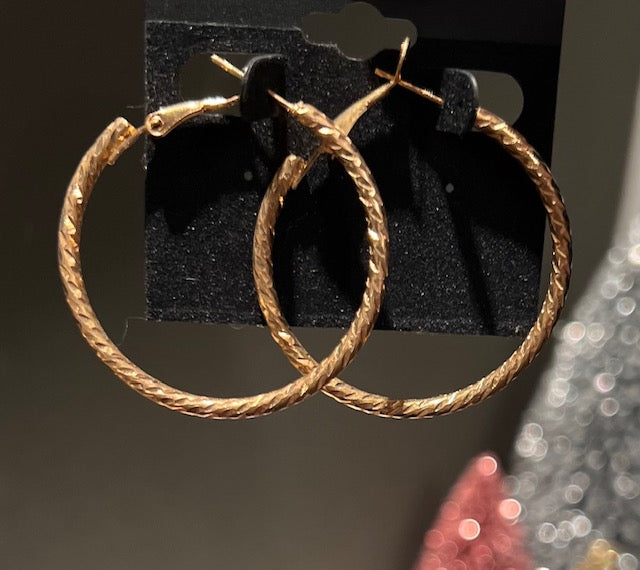 Gold Twist Hoop Earrings