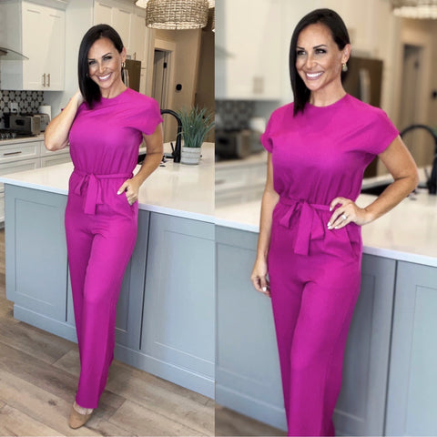 Magenta Solid jumpsuit
