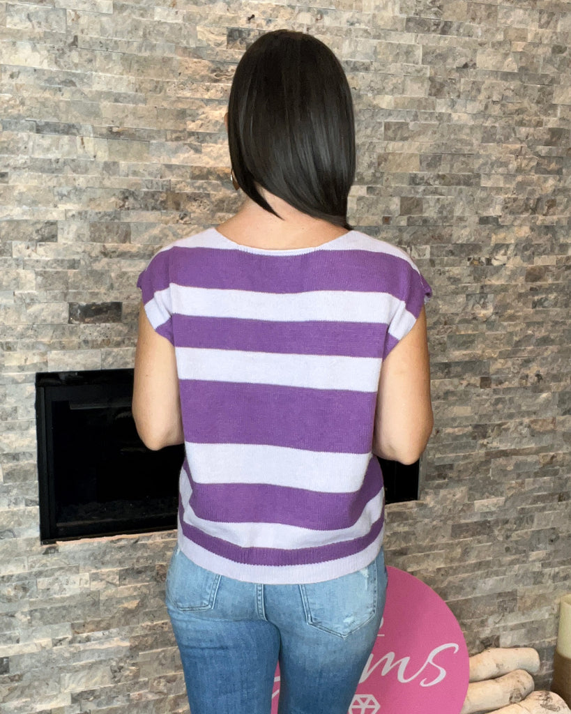 Purple Striped Knit Boxy Fit Sweater Vest – CS Gems
