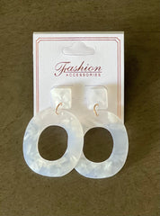 White Marble Acrylic Hoop Earrings