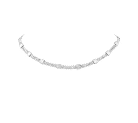 Rhodium Metal Chain Layered Necklace