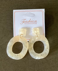 Cream Marble Acrylic Hoop Earrings
