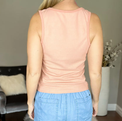 Peach Everyday Waffle Knit Tank
