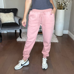 MAUVE CASUAL ELASTIC WAIST JOGGERS PANTS WITH POCKETS