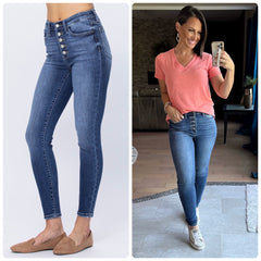 Judy Blue High Rise Button Fly Skinny Jeans