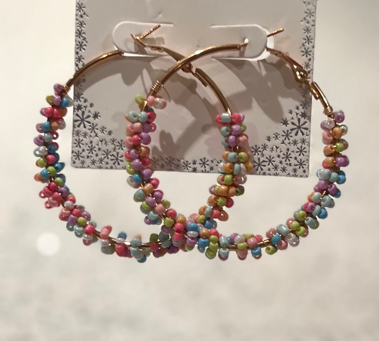 Pastel Beaded Hoops