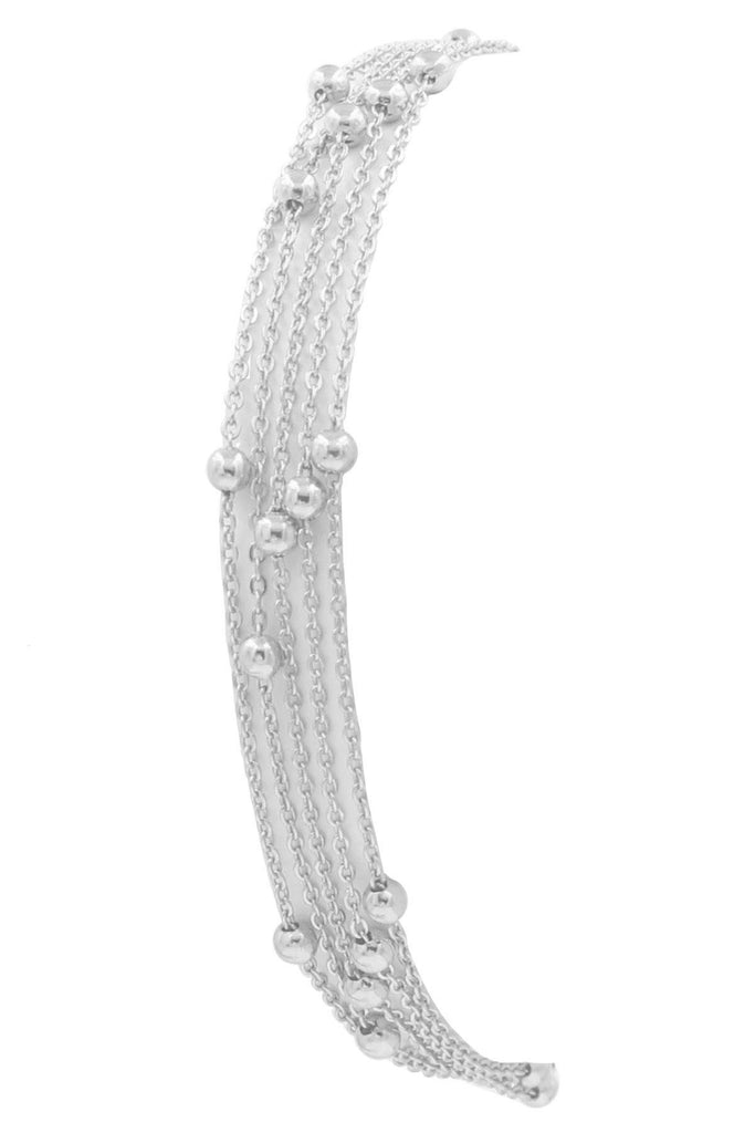 Rhodium Layered Chain Ball Bracelet