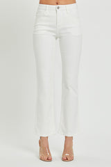 Risen White MID-RISE ANKLE BOOT CUT JEANS