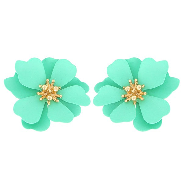 Mint Acrylic Floral Stud Earrings