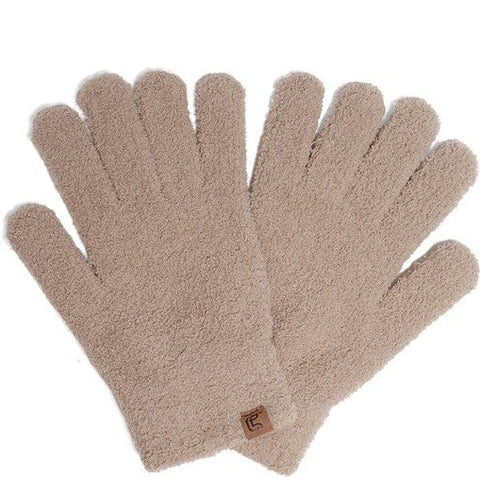 Beige Winter Solid Color Luxury Soft Gloves