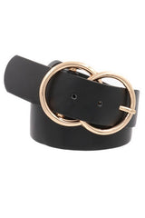 Black Faux Leather Double Ring Belt