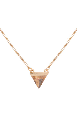 BROWN DOUBLE LAYER TRIANGLE STONE SHORT NECKLACE