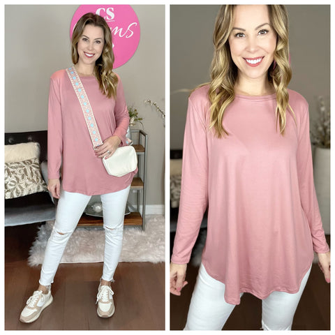 Marsala Butter Soft Solid Fabric Basic Top