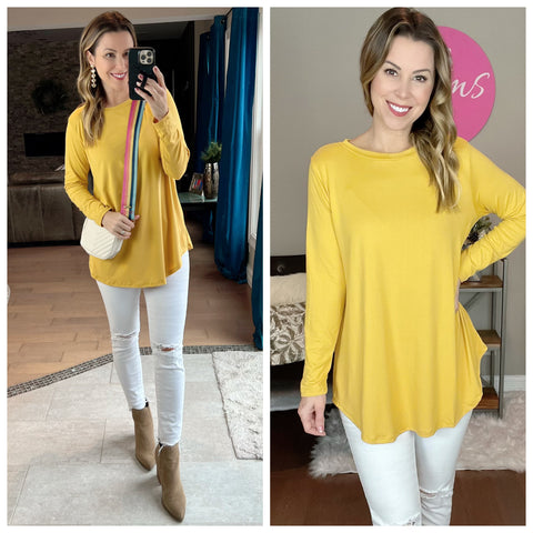 Mustard Butter Soft Solid Fabric Basic Top