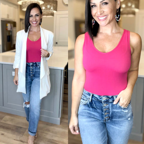 Fuchsia Reversible V or U Neckline Seamless Tank