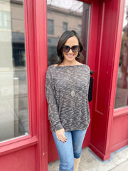 Black Slub Dolman Top