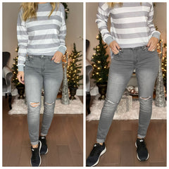 Grey Kan Can High Rise Distressed Super Skinny Jeans
