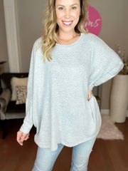 Denim Blue Two Toned Brushed Sweater