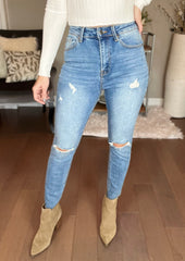 Risen High Rise Distressed Relaxed Fit Skinny Jeans
